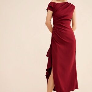 Elliatt One-Shoulder Burgundy Ruched Evening Gown